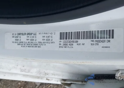 2013 Dodge Avenger Sxt из США, поврежденный, VIN 1C3CDZCB2DN581680